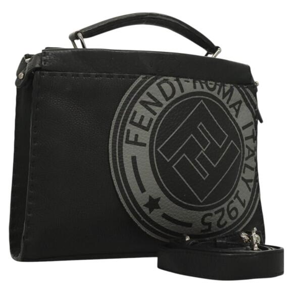 FENDI Celeria Hand Bag Leather Black Silver - Picture 1 of 13